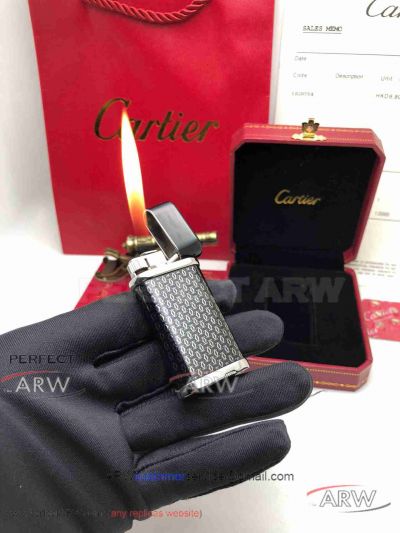 ARW 1:1 ARW Replica Cartier Limited Editions SS Blcak Logo Jet lighter Black&Silver 